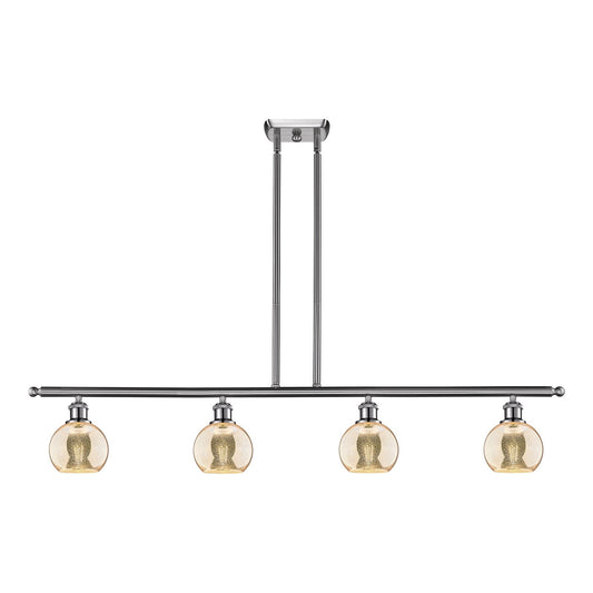 Innovations Athens 48in 4-Light Island Light | Industrial Brushed Satin Nickel and Mercury Glass | Kitchen Island & Dining Room | Model 516-4I-SN-G128-6