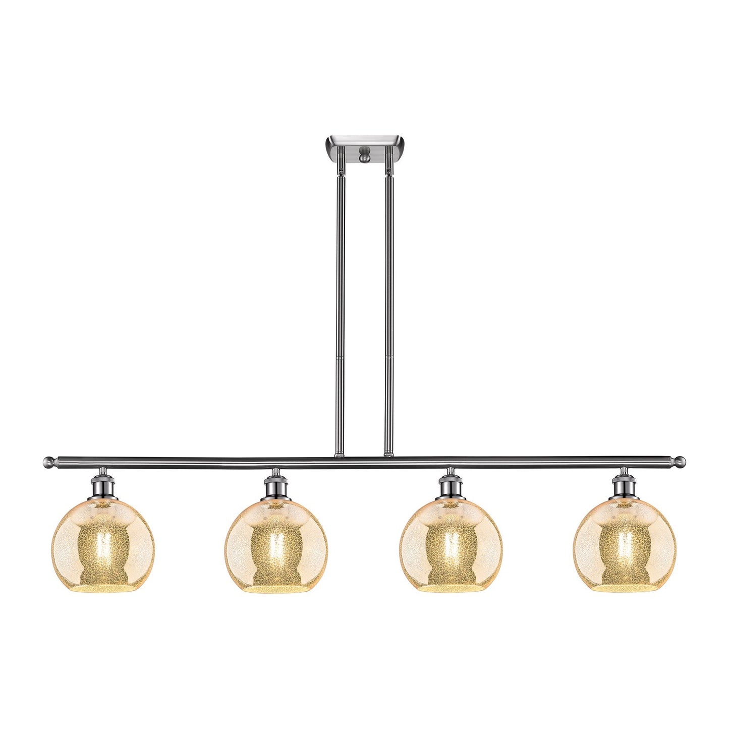 Innovations Athens 48in 4-Light Island Light | Industrial Brushed Satin Nickel and Mercury Glass | Kitchen Island & Dining Room | Model 516-4I-SN-G128-8