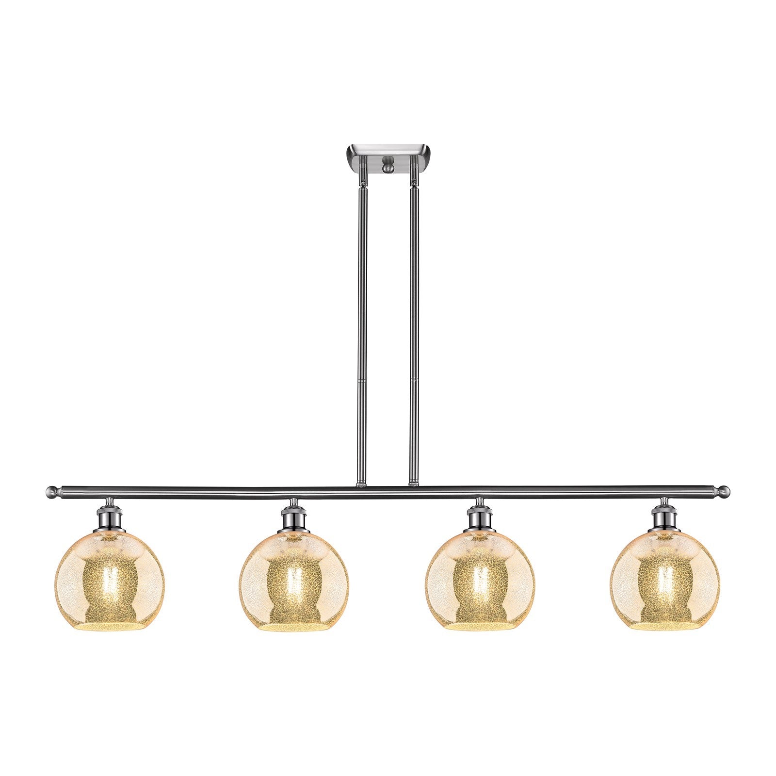 Innovations Athens 48in 4-Light Island Light | Industrial Brushed Satin Nickel and Mercury Glass | Kitchen Island & Dining Room | Model 516-4I-SN-G128-8