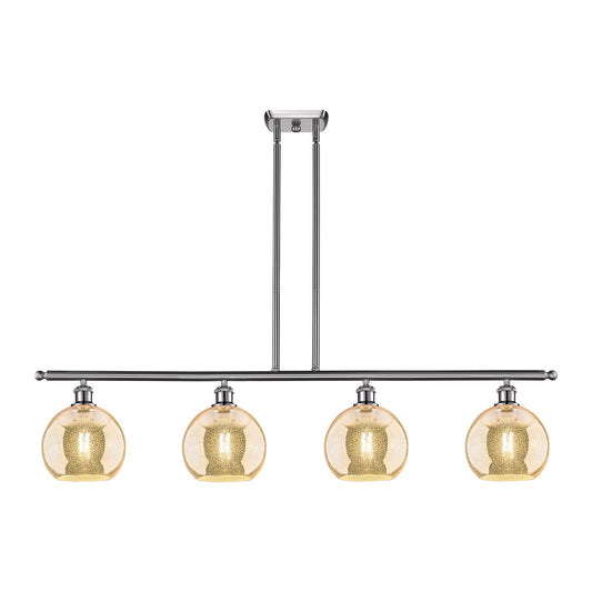 Innovations Athens 48in 4-Light Island Light | Industrial Brushed Satin Nickel and Mercury Glass | Kitchen Island & Dining Room | Model 516-4I-SN-G128-8