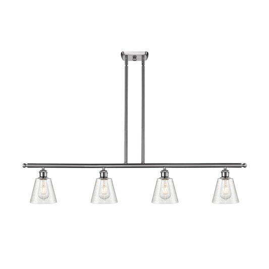 Innovations Caton 48in 4-Light Island Light | Industrial Brushed Satin Nickel Steel and Frosted Glass | Kitchen Island & Dining | Model 516-4I-SN-G454