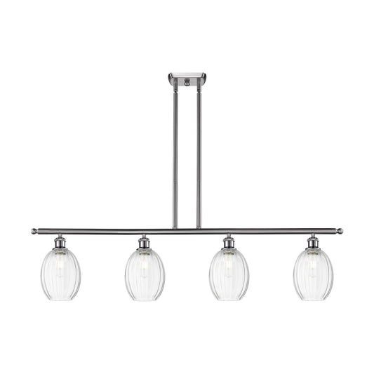 Innovations Preston Bulb 48in 4-Light Island Light | Industrial Brushed Satin Nickel Steel and Clear Glass | Kitchen Island & | Model 516-4I-SN-G459-6CL