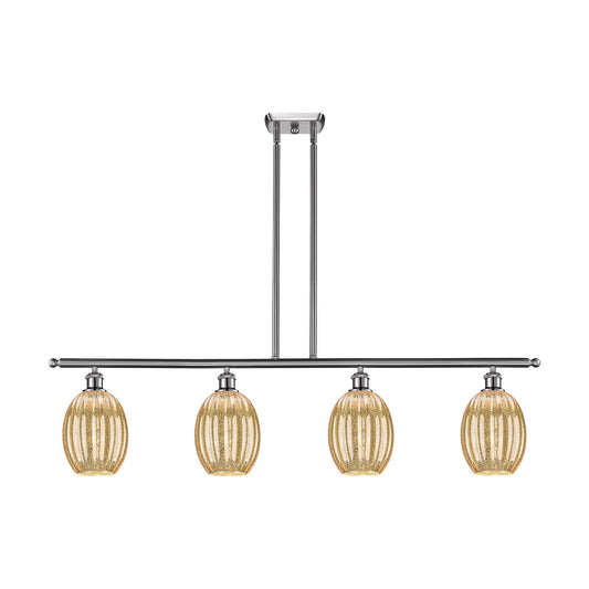 Innovations Preston Bulb 48in 4-Light Island Light | Industrial Brushed Satin Nickel Steel and Mercury Glass | Kitchen Island & | Model 516-4I-SN-G459-6ME