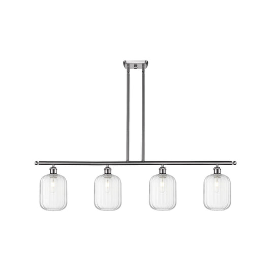 Innovations Preston 48in 4-Light Island Light | Industrial Brushed Satin Nickel Steel and Clear Glass | Kitchen Island & Dining | Model 516-4I-SN-G460-7CL