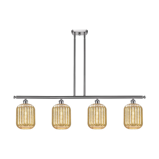 Innovations Preston Cylinder 48in 4-Light Island Light | Industrial Brushed Satin Nickel Steel and Mercury Glass | Kitchen | Model 516-4I-SN-G460-7ME