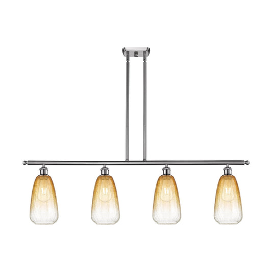 Innovations Brookhaven Almond 48in 4-Light Island Light | Industrial Brushed Satin Nickel and Amber Glass | Kitchen Island & | Model 516-4I-SN-G480-6AM