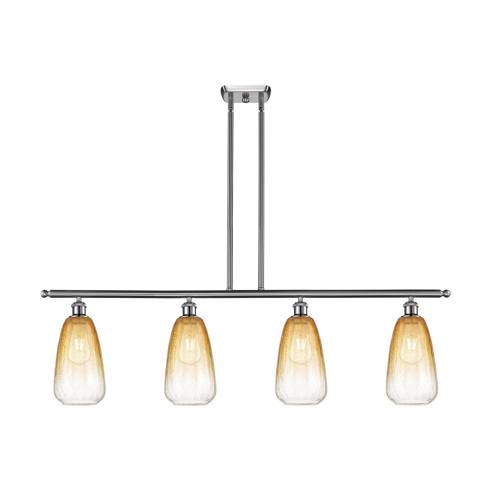 Innovations Brookhaven Almond 48in 4-Light Island Light | Industrial Brushed Satin Nickel and Amber Glass | Kitchen Island & | Model 516-4I-SN-G480-6AM
