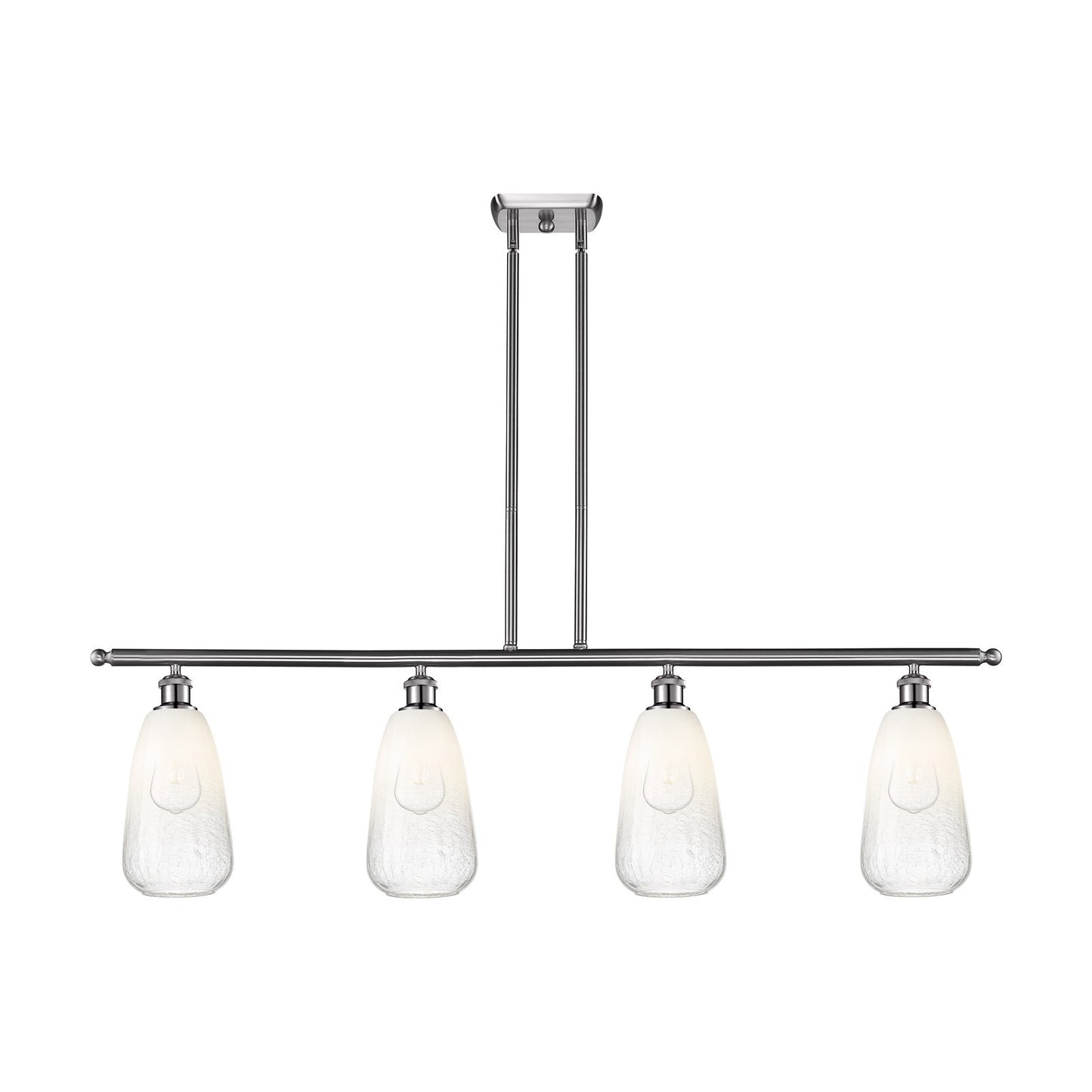 Innovations Brookhaven Almond 48in 4-Light Island Light | Industrial Brushed Satin Nickel and Opal Glass | Kitchen Island & | Model 516-4I-SN-G480-6OP