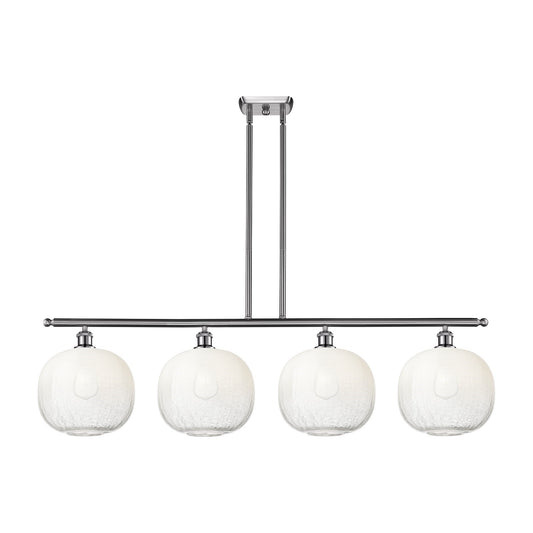 Innovations Brookhaven Sphere 49in 4-Light Island Light | Industrial Brushed Satin Nickel and Opal Glass | Kitchen Island | Model 516-4I-SN-G481-10OP