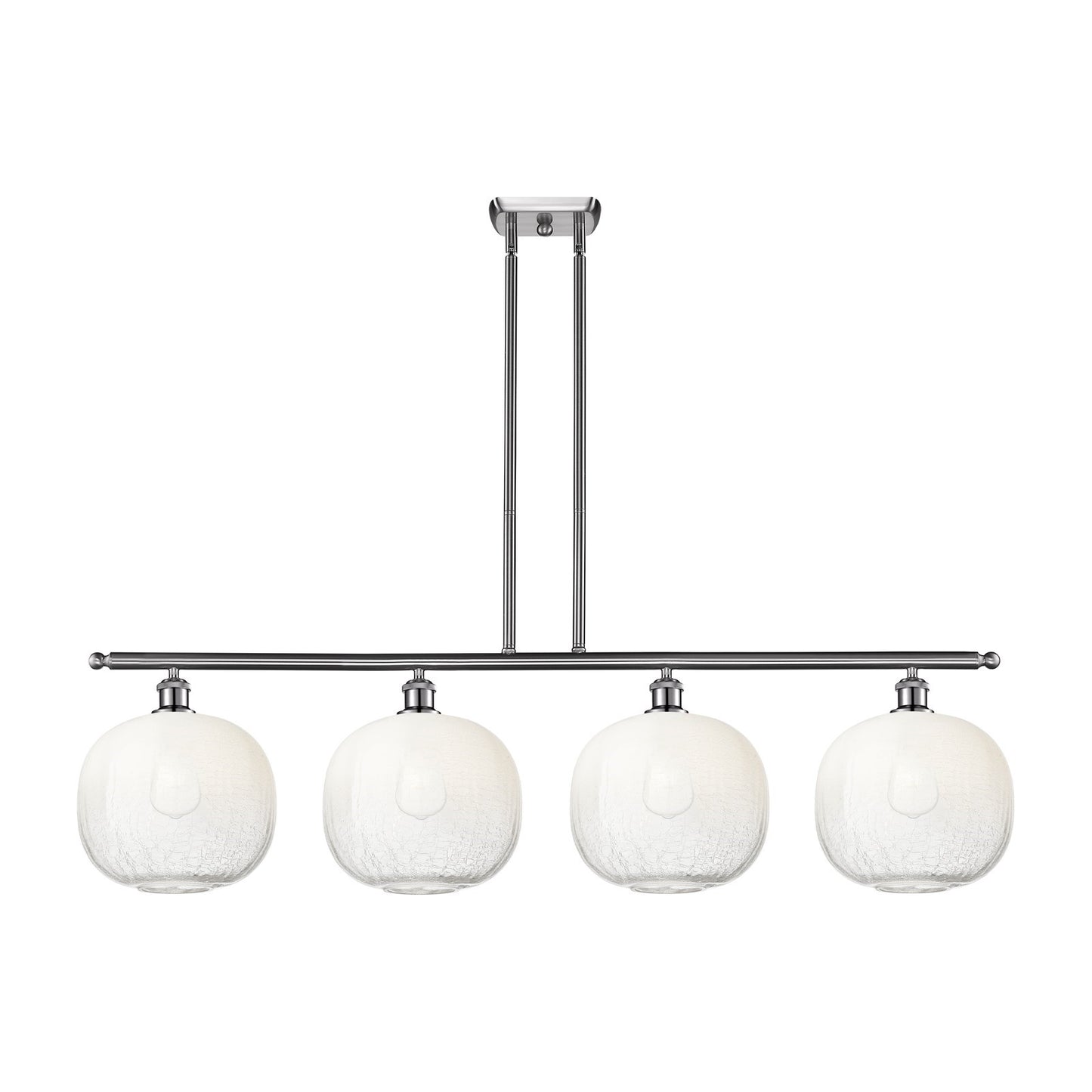 Innovations Brookhaven Sphere 49in 4-Light Island Light | Industrial Brushed Satin Nickel and Opal Glass | Kitchen Island | Model 516-4I-SN-G481-10OP