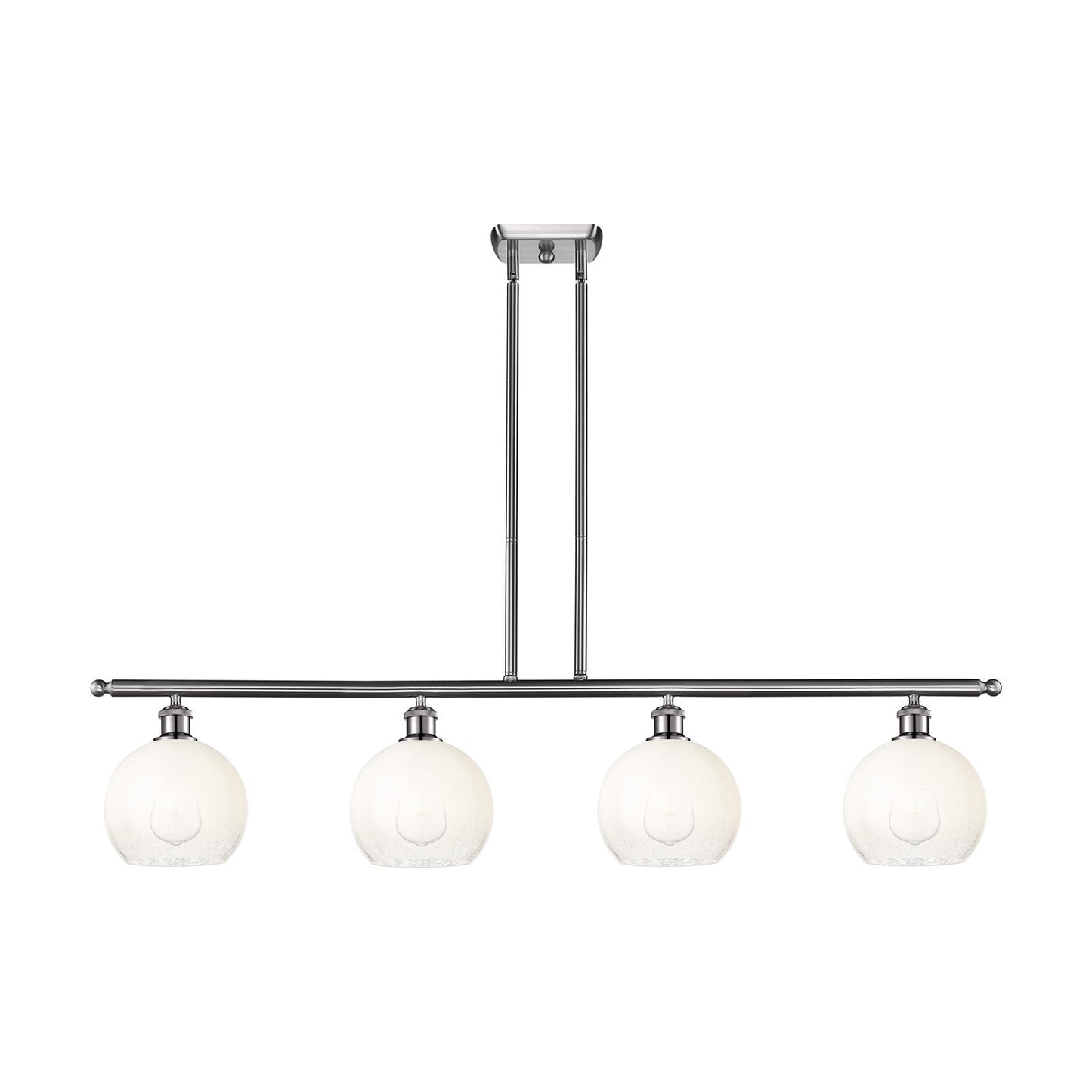 Innovations Brookhaven Globe 48in 4-Light Island Light | Industrial Brushed Satin Nickel and Opal Glass | Kitchen Island & | Model 516-4I-SN-G483-8OP