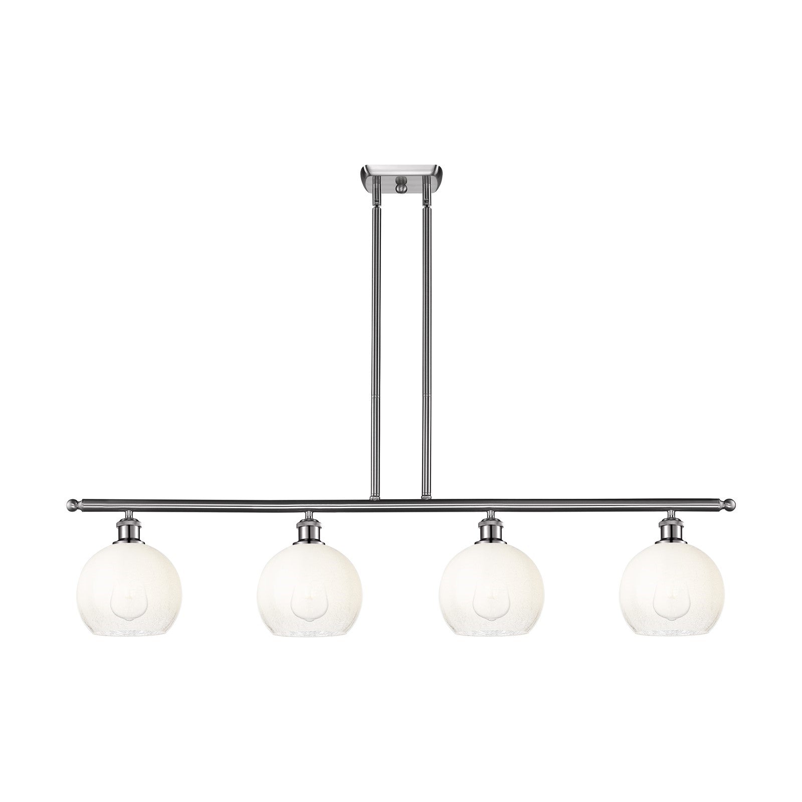 Innovations Brookhaven Globe 48in 4-Light Island Light | Industrial Brushed Satin Nickel and Opal Glass | Kitchen Island & | Model 516-4I-SN-G483-8OP