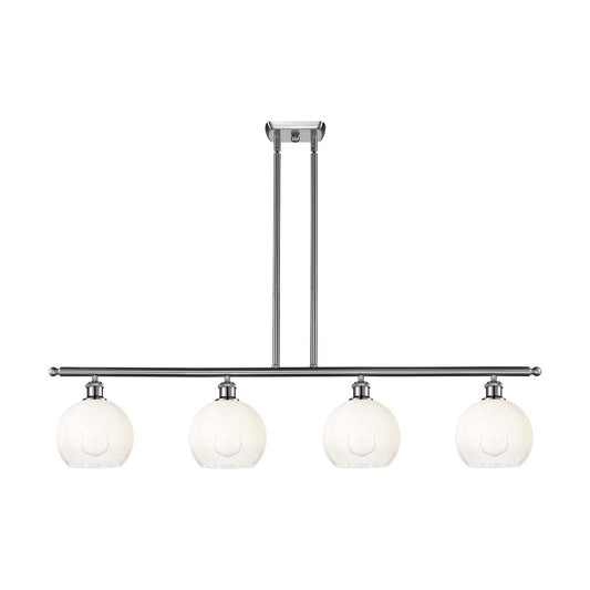 Innovations Brookhaven Globe 48in 4-Light Island Light | Industrial Brushed Satin Nickel and Opal Glass | Kitchen Island & | Model 516-4I-SN-G483-8OP
