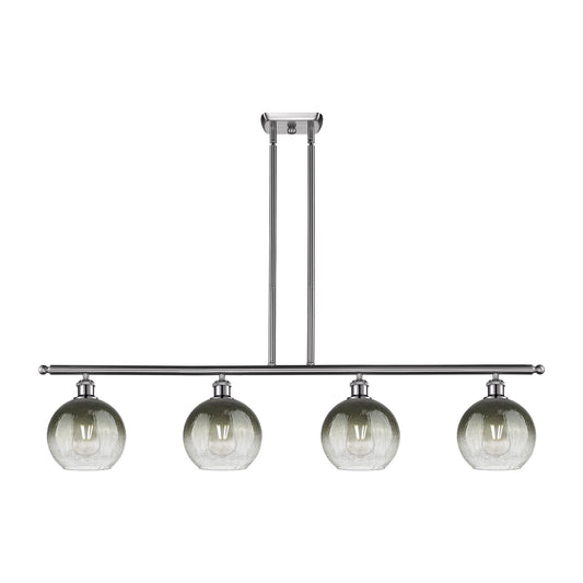 Innovations Brookhaven Globe 48in 4-Light Island Light | Industrial Brushed Satin Nickel Steel and Slate Glass | Kitchen Island | Model 516-4I-SN-G483-8SL