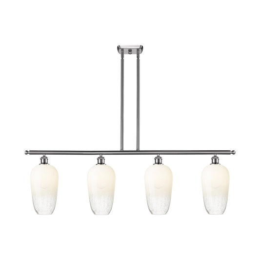 Innovations Brookhaven Flute 48in 4-Light Island Light | Industrial Brushed Satin Nickel Steel and Opal Glass | Kitchen Island | Model 516-4I-SN-G484-7OP