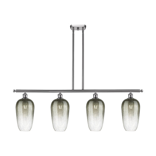Innovations Brookhaven Flute 48in 4-Light Island Light | Industrial Brushed Satin Nickel Steel and Slate Glass | Kitchen Island | Model 516-4I-SN-G484-7SL