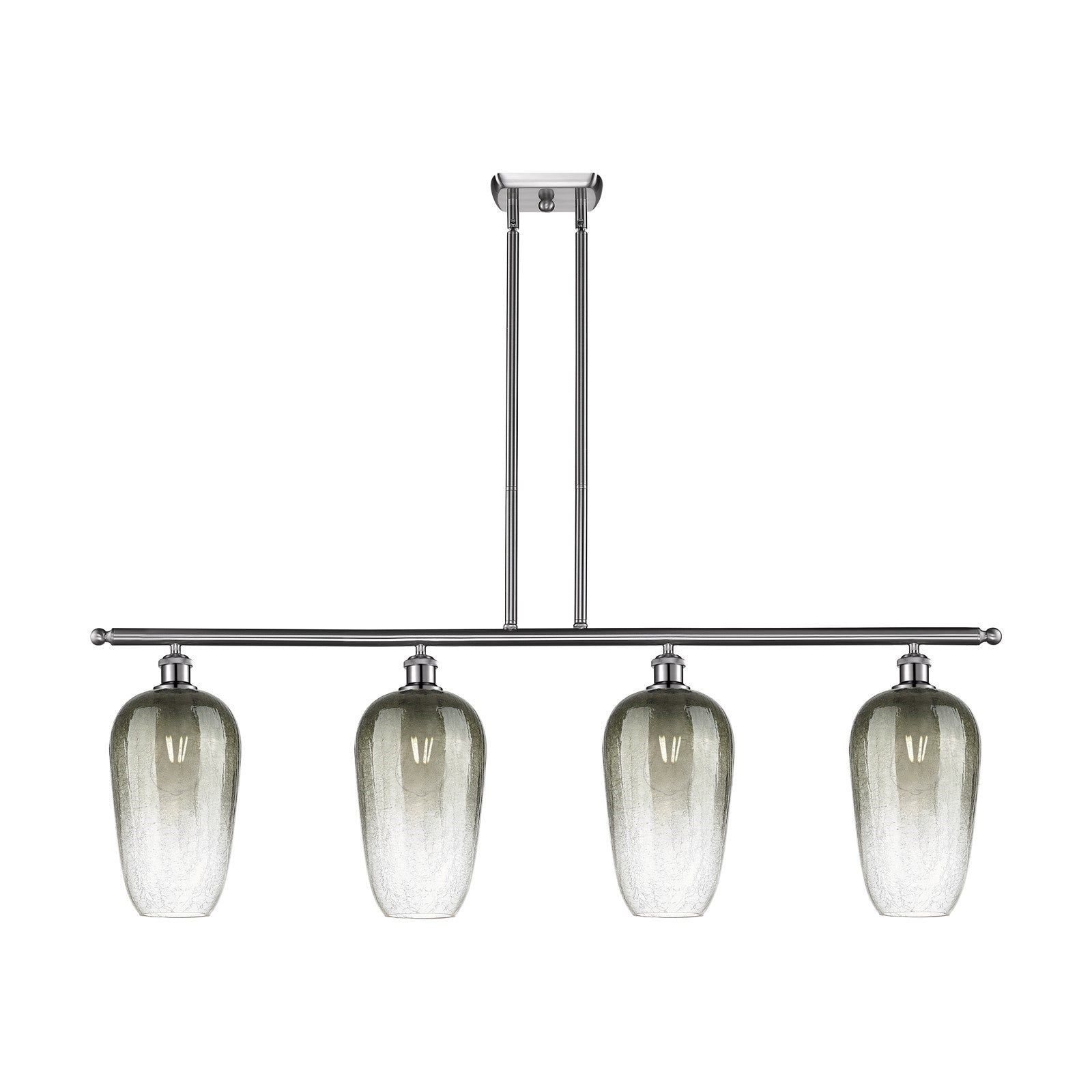 Innovations Brookhaven Flute 48in 4-Light Island Light | Industrial Brushed Satin Nickel Steel and Slate Glass | Kitchen Island | Model 516-4I-SN-G484-7SL