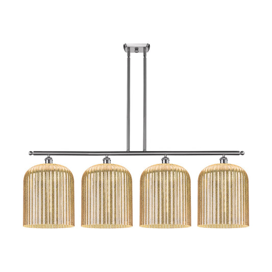 Innovations Bridal Veil 48in 4-Light Island Light | Art Nouveau Brushed Satin Nickel and Mercury Ribbed Glass | Kitchen Island | Model 516-4I-SN-G559-12ME