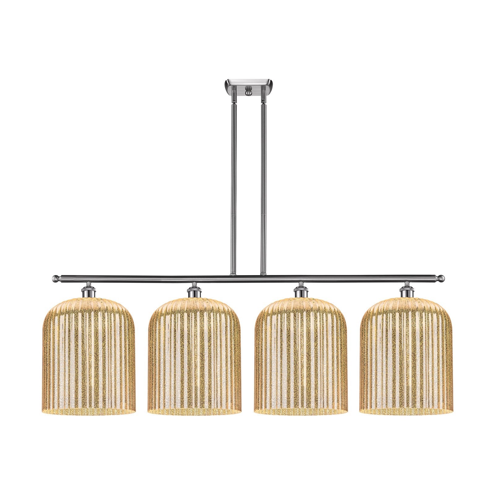 Innovations Bridal Veil 48in 4-Light Island Light | Art Nouveau Brushed Satin Nickel and Mercury Ribbed Glass | Kitchen Island | Model 516-4I-SN-G559-12ME