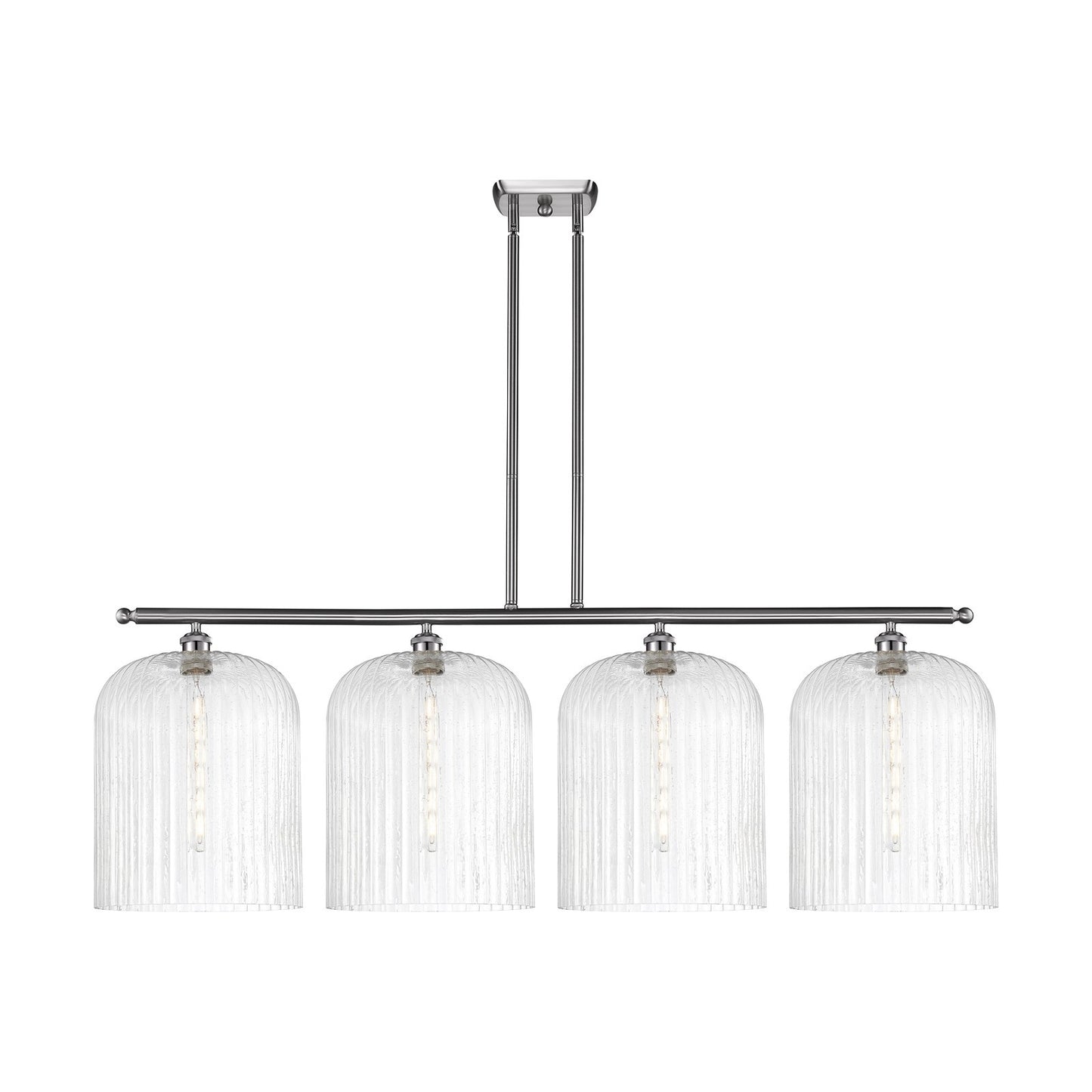 Innovations Bridal Veil 48in 4-Light Island Light | Art Nouveau Brushed Satin Nickel and Seedy Ribbed Glass | Kitchen Island | Model 516-4I-SN-G559-12SDY