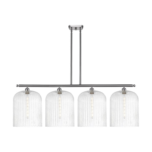Innovations Bridal Veil 48in 4-Light Island Light | Art Nouveau Brushed Satin Nickel and Seedy Ribbed Glass | Kitchen Island | Model 516-4I-SN-G559-12SDY