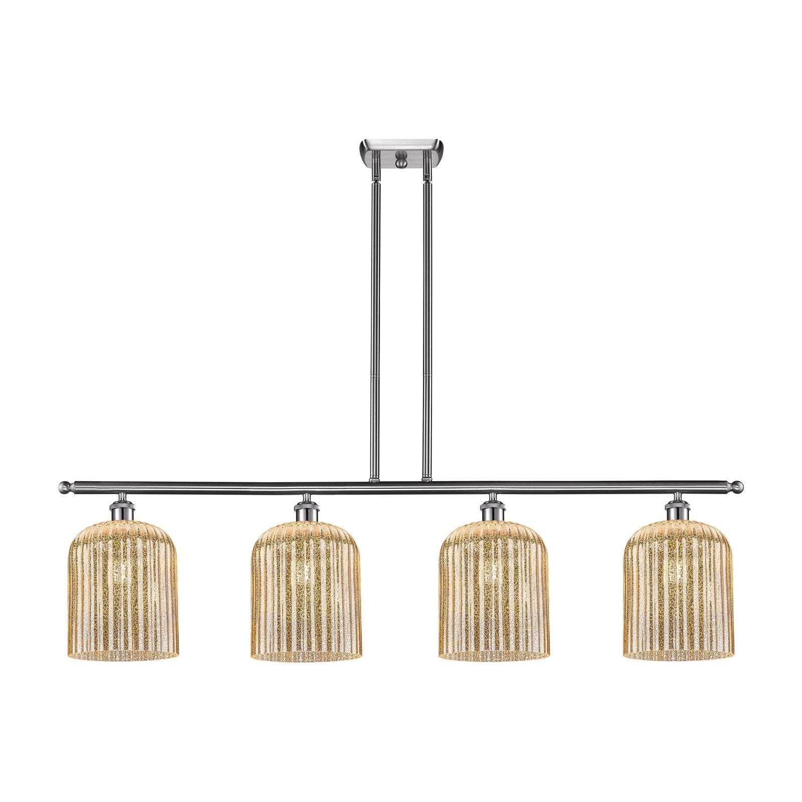 Innovations Bridal Veil 48in 4-Light Island Light | Art Nouveau Brushed Satin Nickel and Mercury Ribbed Glass | Kitchen Island | Model 516-4I-SN-G559-8ME
