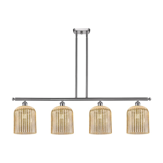 Innovations Bridal Veil 48in 4-Light Island Light | Art Nouveau Brushed Satin Nickel and Mercury Ribbed Glass | Kitchen Island | Model 516-4I-SN-G559-8ME