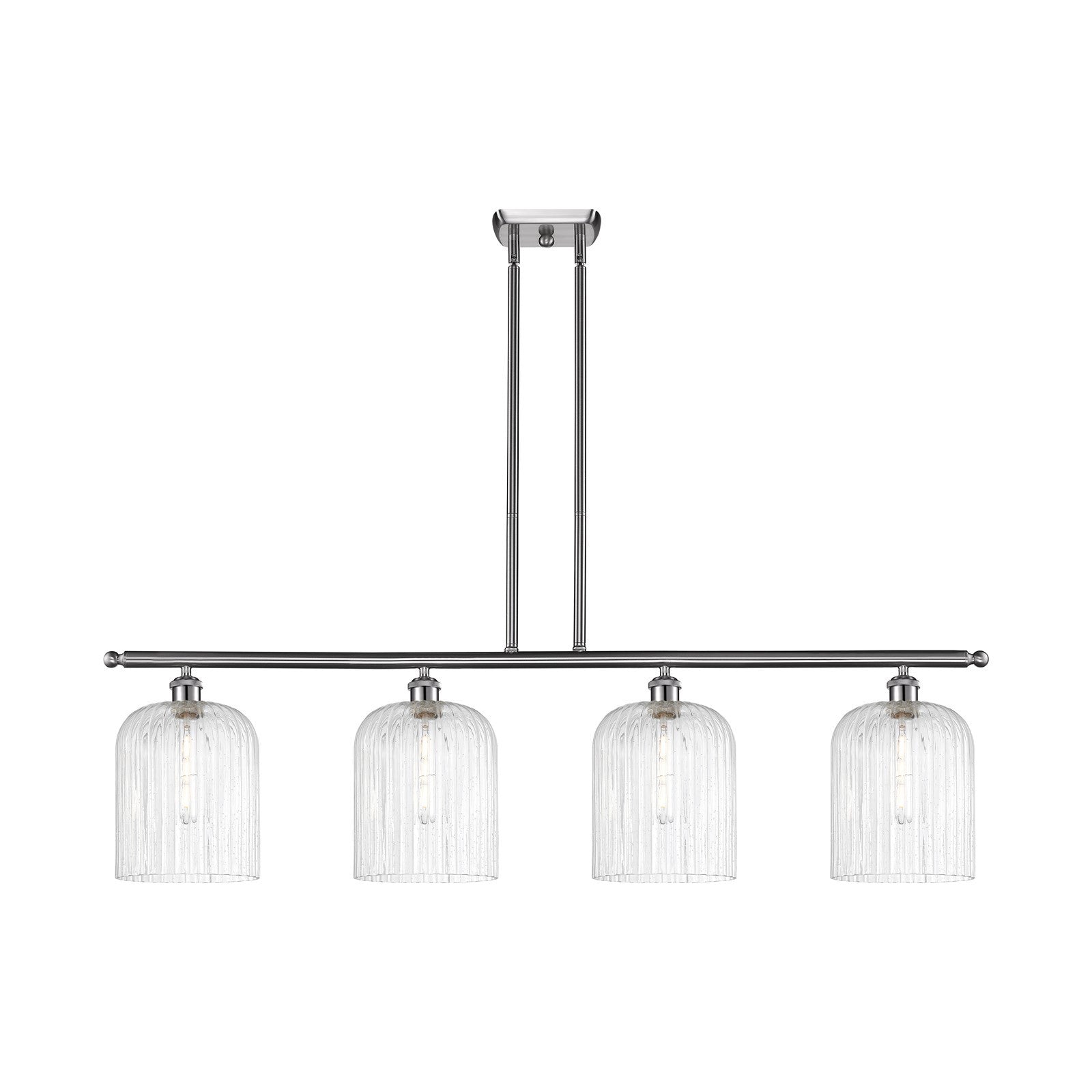 Innovations Bridal Veil 48in 4-Light Island Light | Art Nouveau Brushed Satin Nickel Steel and Seedy Ribbed Glass | Kitchen | Model 516-4I-SN-G559-8SDY
