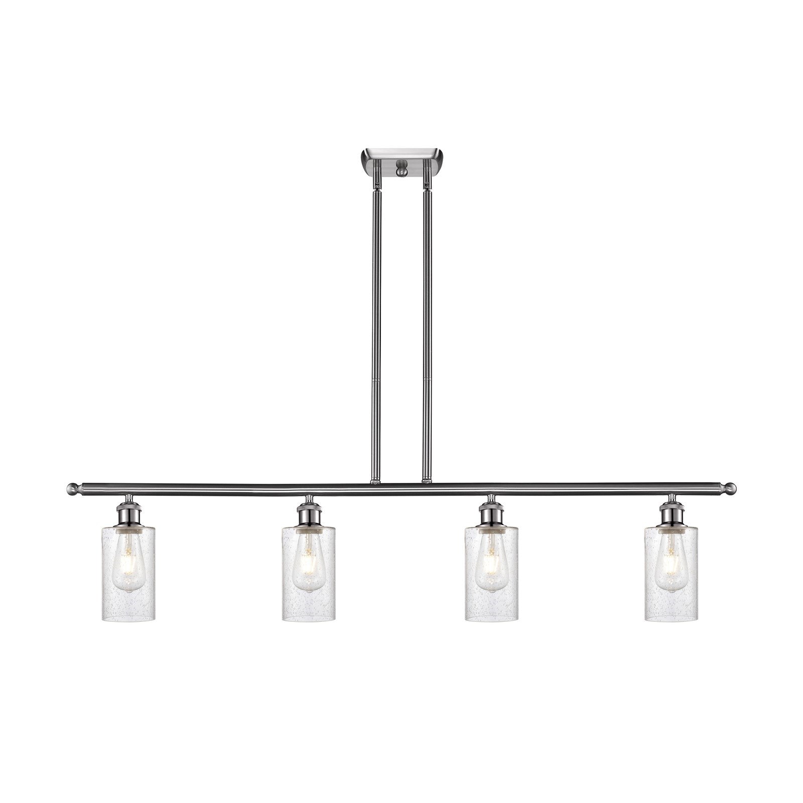 Innovations Clymer 48in 4-Light Island Light | Art Nouveau Brushed Satin Nickel Steel and Seedy Glass | Kitchen Island & Dining | Model 516-4I-SN-G804