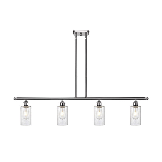 Innovations Clymer 48in 4-Light Island Light | Art Nouveau Brushed Satin Nickel Steel and Seedy Glass | Kitchen Island & Dining | Model 516-4I-SN-G804