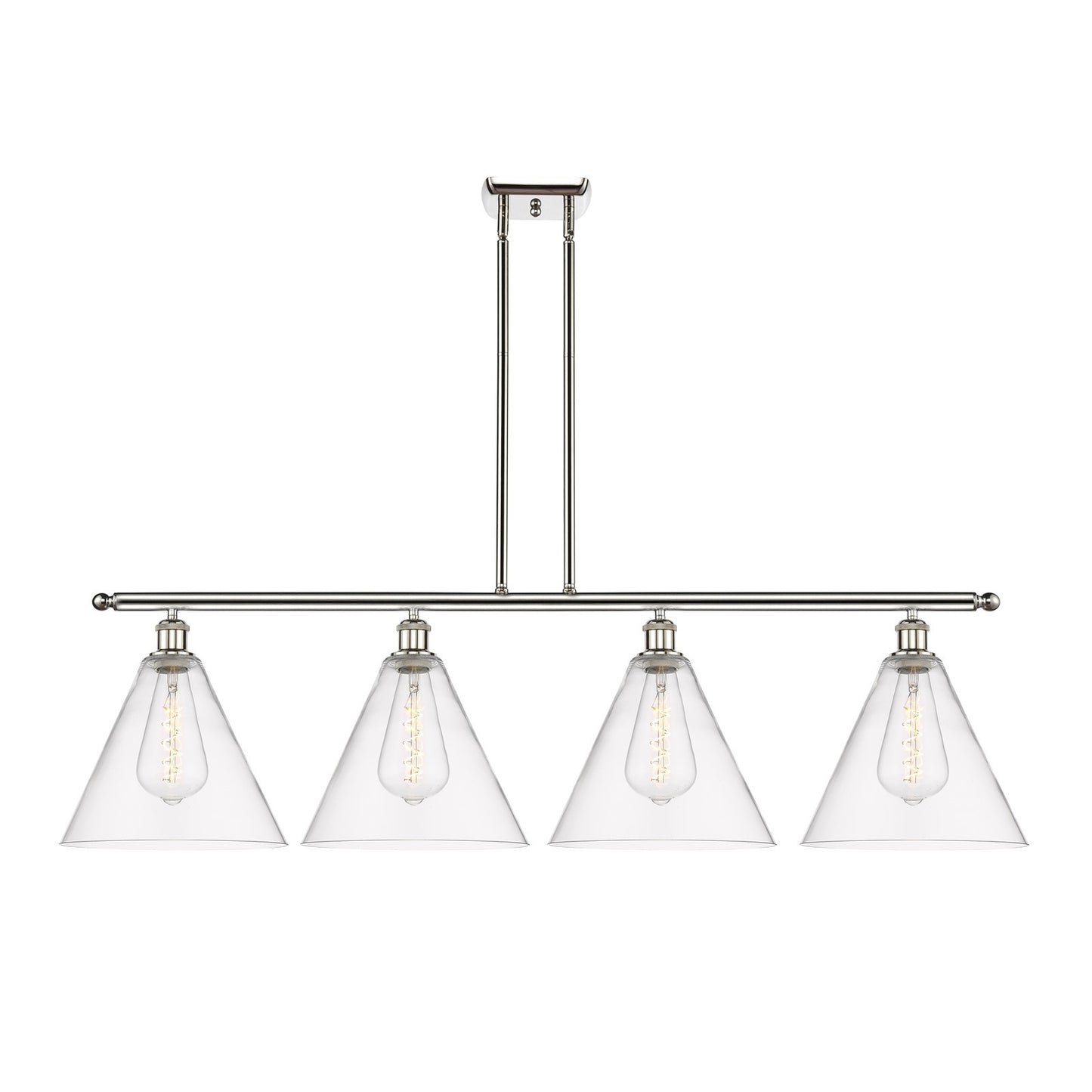 Innovations Berkshire 50in 4-Light Island Light | Industrial Brushed Satin Nickel and Clear Glass | Kitchen Island & Dining Room | Model 516-4I-SN-GBC-122