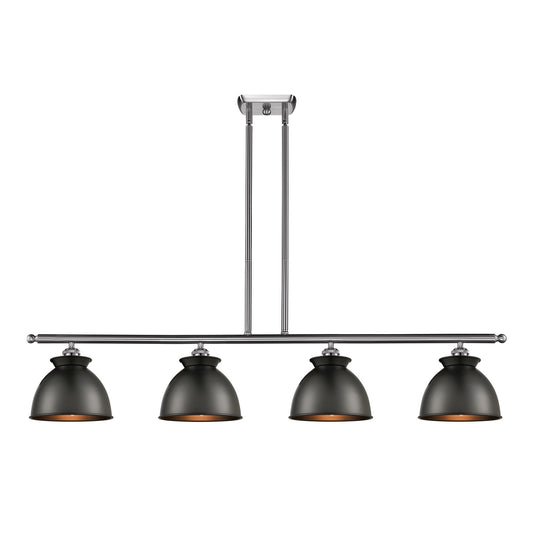Innovations Adirondack 48in 4-Light Island Light | Industrial Farmhouse Brushed Satin Nickel and Matte Black Metal Shade | Model 516-4I-SN-M14-BK