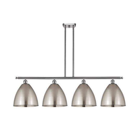Innovations Bristol 50in 4-Light Island Light | Industrial Farmhouse Brushed Satin Nickel Steel and Metal Shade | Kitchen | Model 516-4I-SN-MBD-12-SN