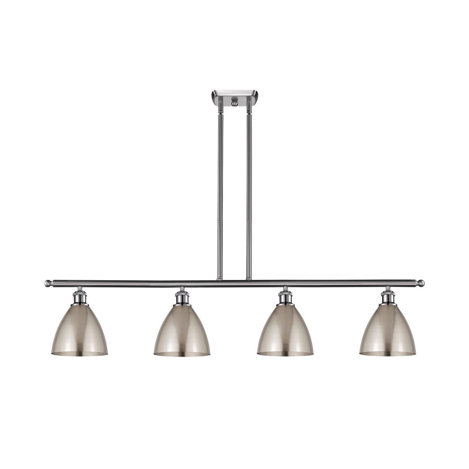 Innovations Bristol 48in 4-Light Island Light | Industrial Farmhouse Brushed Satin Nickel Steel and Metal Shade | Kitchen | Model 516-4I-SN-MBD-75-SN
