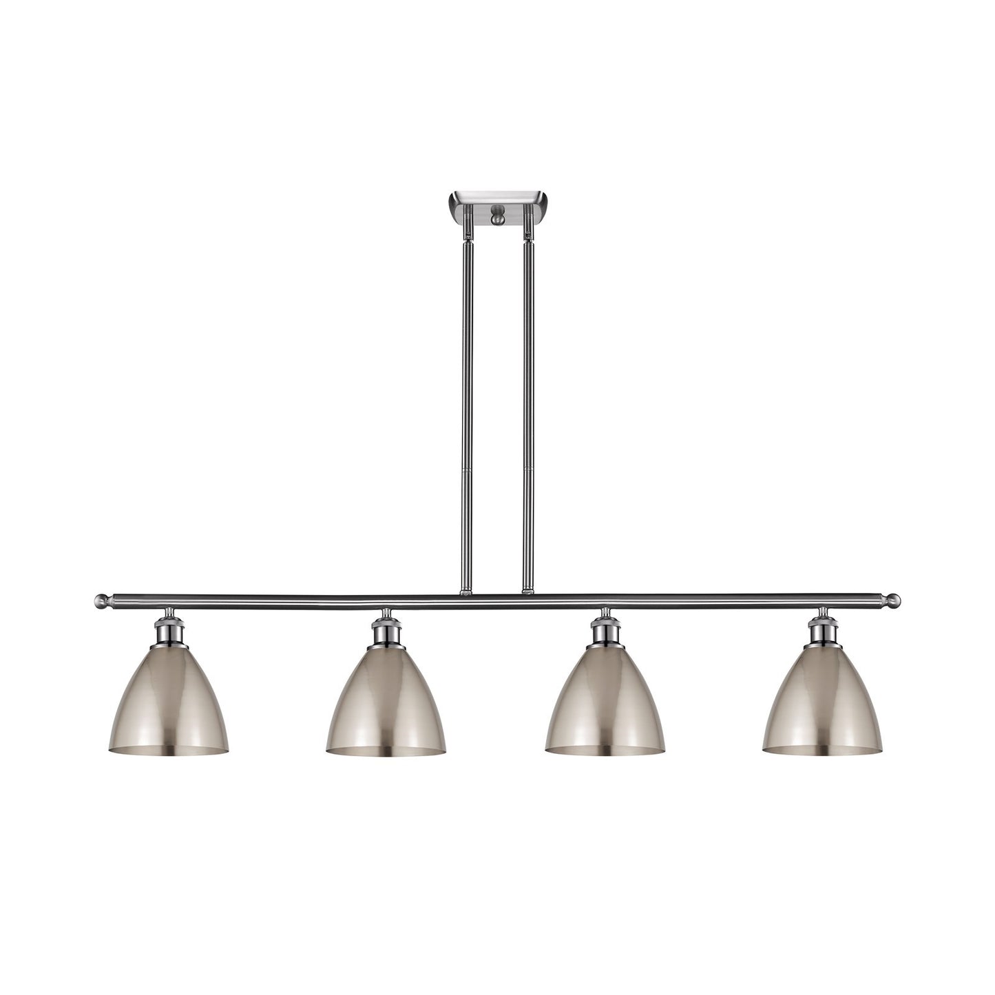 Innovations Bristol 48in 4-Light Island Light | Industrial Farmhouse Brushed Satin Nickel Steel and Metal Shade | Kitchen | Model 516-4I-SN-MBD-75-SN