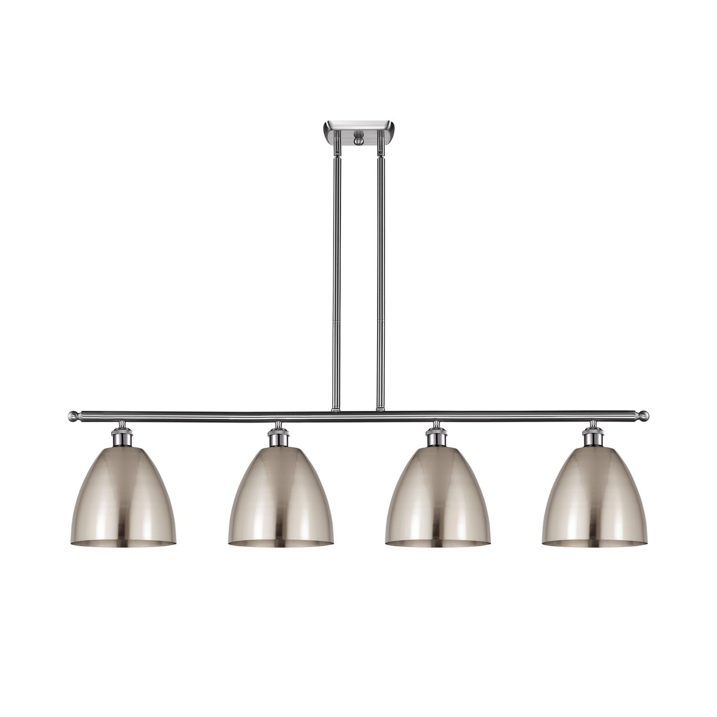 Innovations Bristol 48in 4-Light Island Light | Industrial Brushed Satin Nickel Steel and Brushed Satin Nickel Metal Shade | Model 516-4I-SN-MBD-9-SN-LED