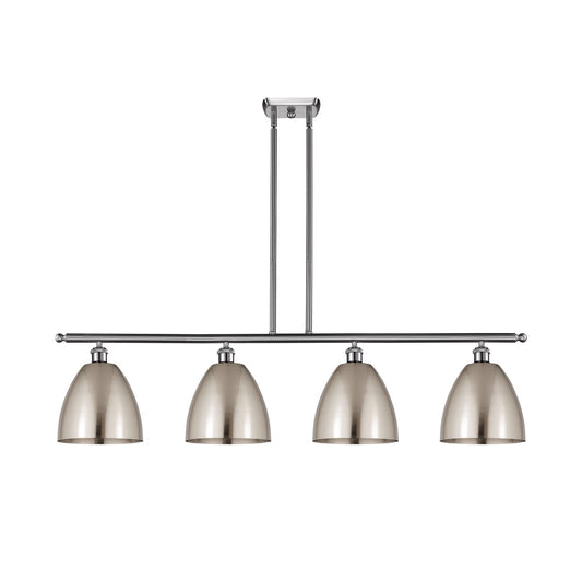 Innovations Bristol 48in 4-Light Island Light | Industrial Brushed Satin Nickel Steel and Brushed Satin Nickel Metal Shade | Model 516-4I-SN-MBD-9-SN-LED