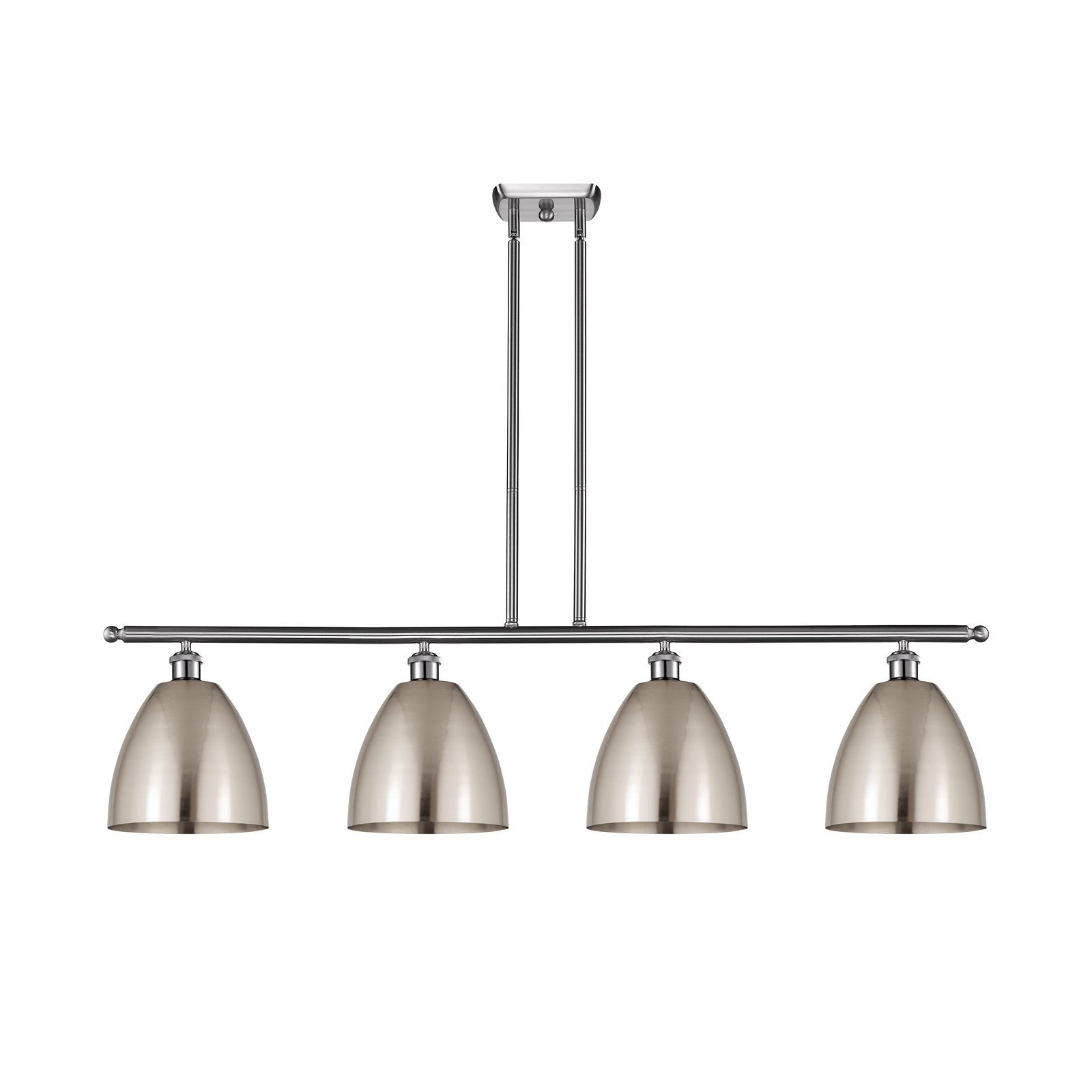 Innovations Bristol 48in 4-Light Island Light | Industrial Brushed Satin Nickel Steel and Brushed Satin Nickel Metal Shade | Model 516-4I-SN-MBD-9-SN-LED