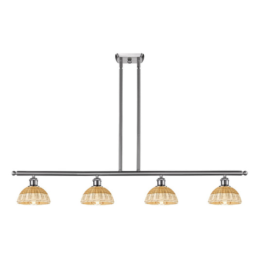 Innovations Lighting Bristol Natural II 48in 4-Light Island Light | Industrial Brushed Satin Nickel Steel and Natural Fiber | Model 516-4I-SN-NBD2-75-NAT