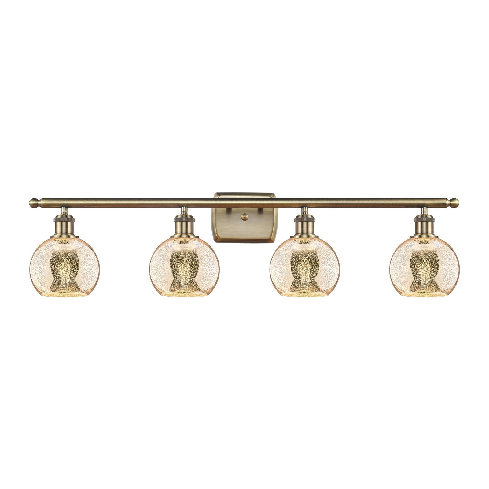 Innovations Athens 36in 4-Light Bath Vanity Light | Industrial Antique Brass Steel and Mercury Glass | Bathroom Vanity & Powder | Model 516-4W-AB-G128-6