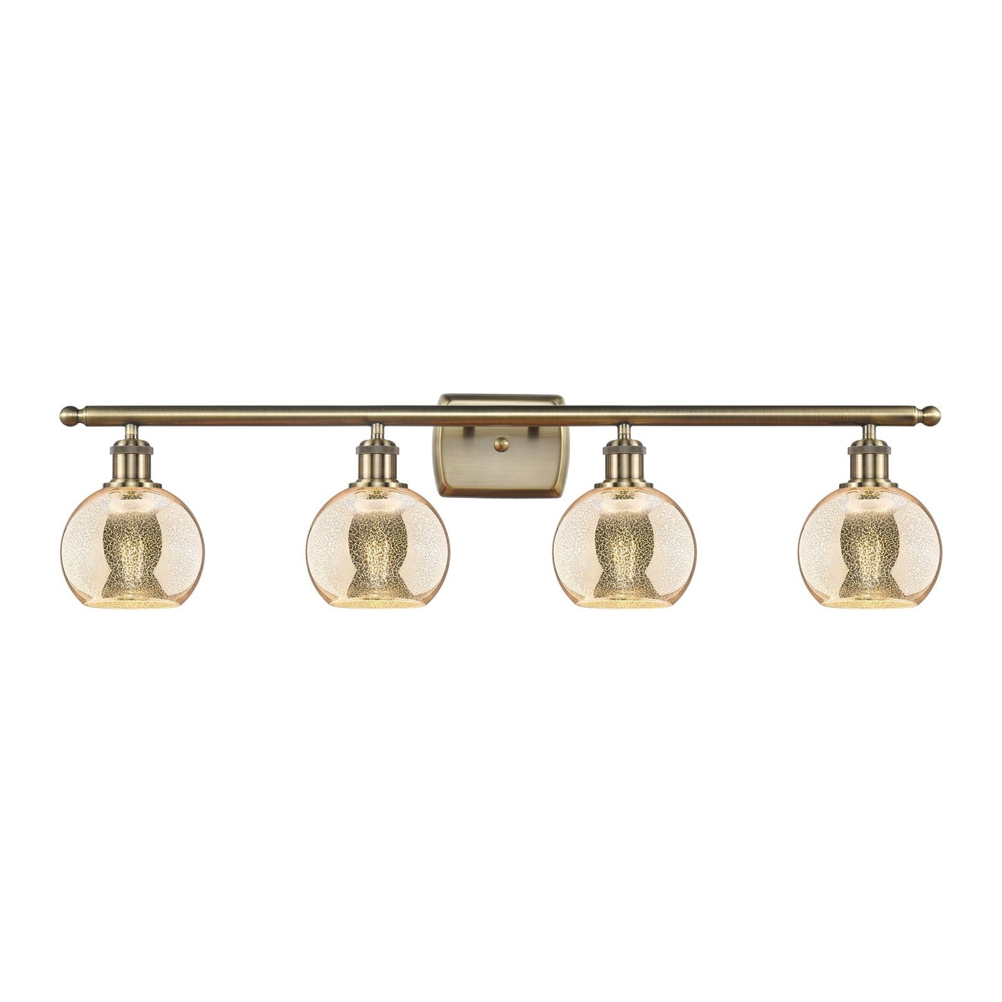 Innovations Athens 36in 4-Light Bath Vanity Light | Industrial Antique Brass Steel and Mercury Glass | Bathroom Vanity & Powder | Model 516-4W-AB-G128-6