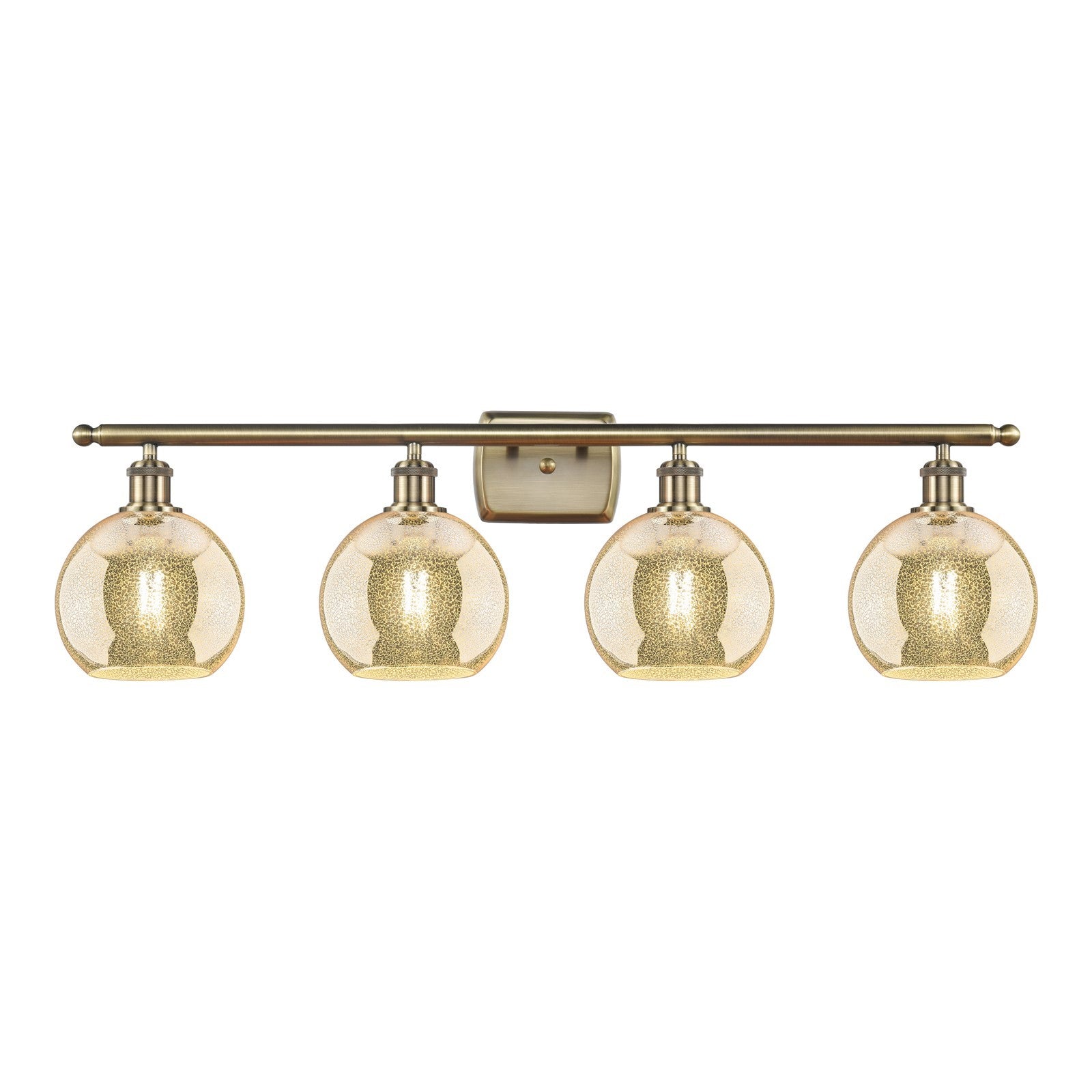 Innovations Athens 38in 4-Light Bath Vanity Light | Industrial Antique Brass Steel and Mercury Glass | Bathroom Vanity | 38 x 11 | Model 516-4W-AB-G128-8