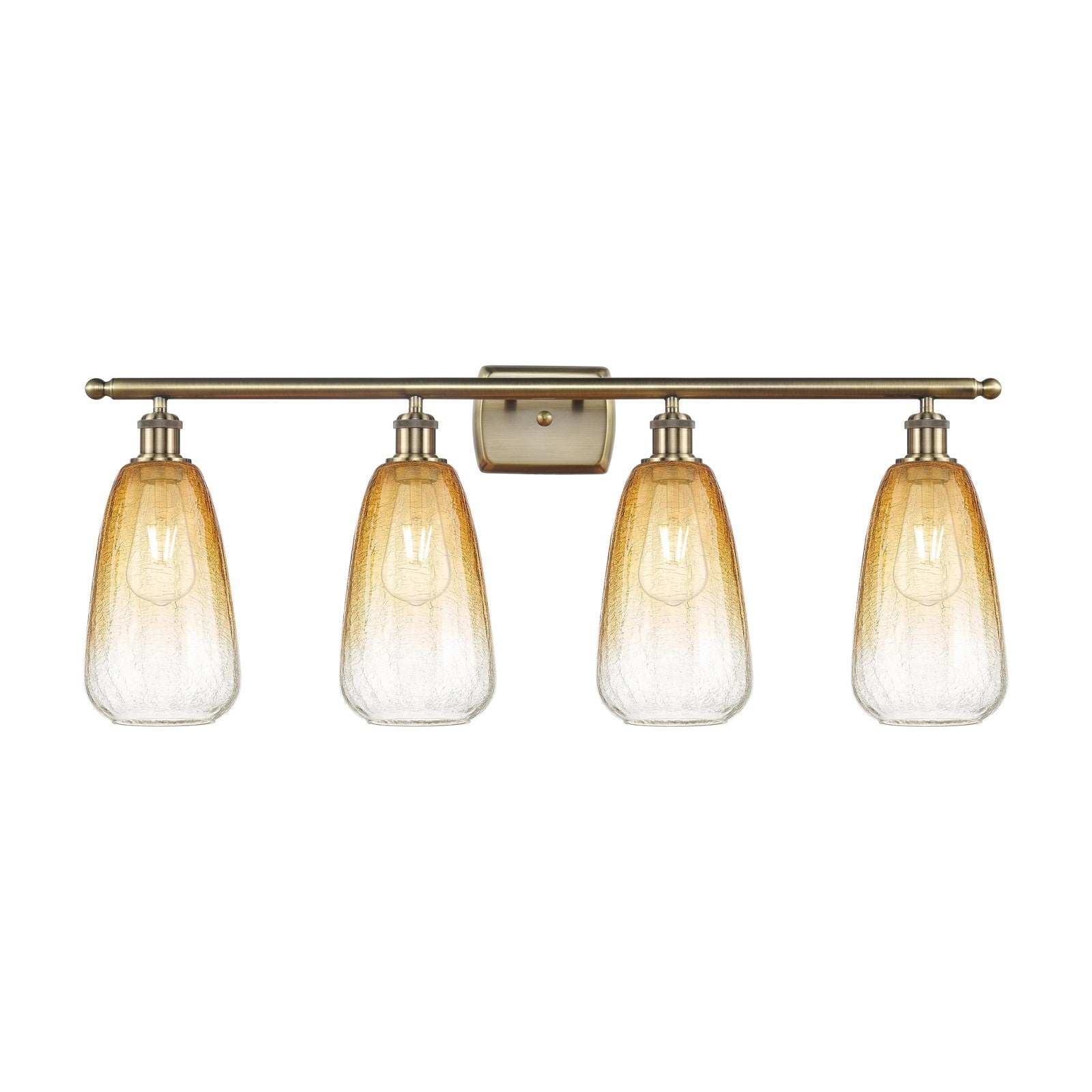 Innovations Brookhaven Almond 36in 4-Light Bath Vanity Light | Industrial Antique Brass and Amber Glass | Bathroom Vanity | 36 | Model 516-4W-AB-G480-6AM