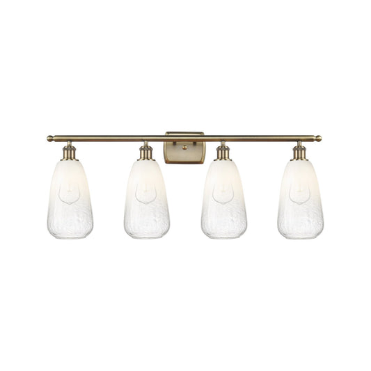 Innovations Brookhaven Almond 36in 4-Light Bath Vanity Light | Industrial Antique Brass Steel and Opal Glass | Bathroom Vanity | Model 516-4W-AB-G480-6OP