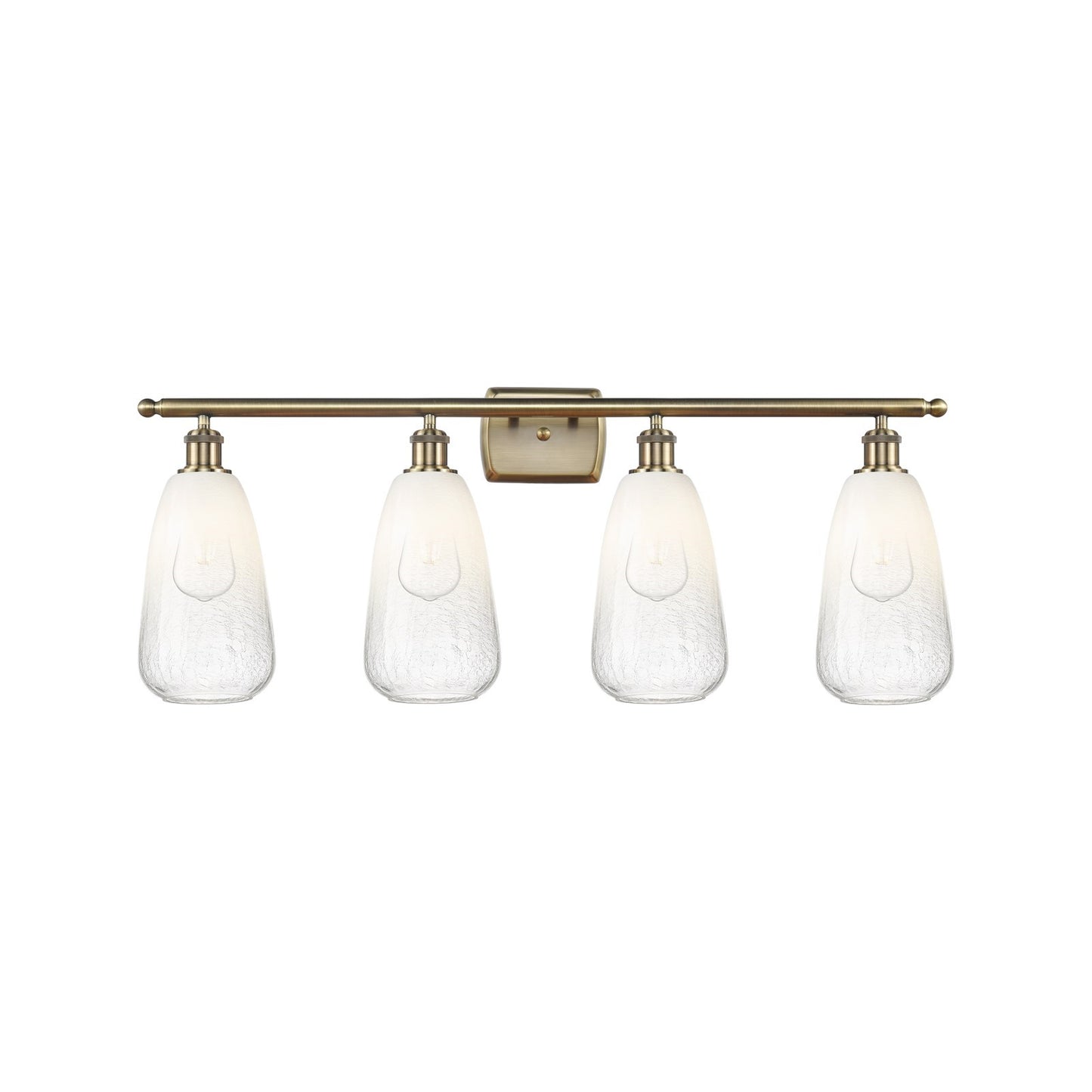 Innovations Brookhaven Almond 36in 4-Light Bath Vanity Light | Industrial Antique Brass Steel and Opal Glass | Bathroom Vanity | Model 516-4W-AB-G480-6OP