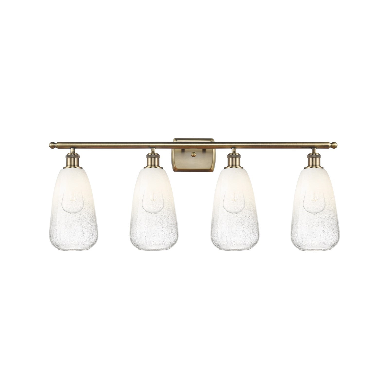 Innovations Brookhaven Almond 36in 4-Light Bath Vanity Light | Industrial Antique Brass Steel and Opal Glass | Bathroom Vanity | Model 516-4W-AB-G480-6OP