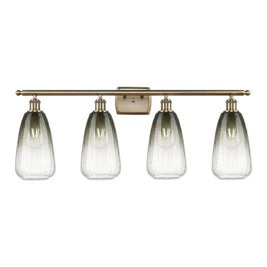 Innovations Brookhaven Almond 36in 4-Light Bath Vanity Light | Industrial Antique Brass and Slate Glass | Bathroom Vanity | 36 | Model 516-4W-AB-G480-6SL