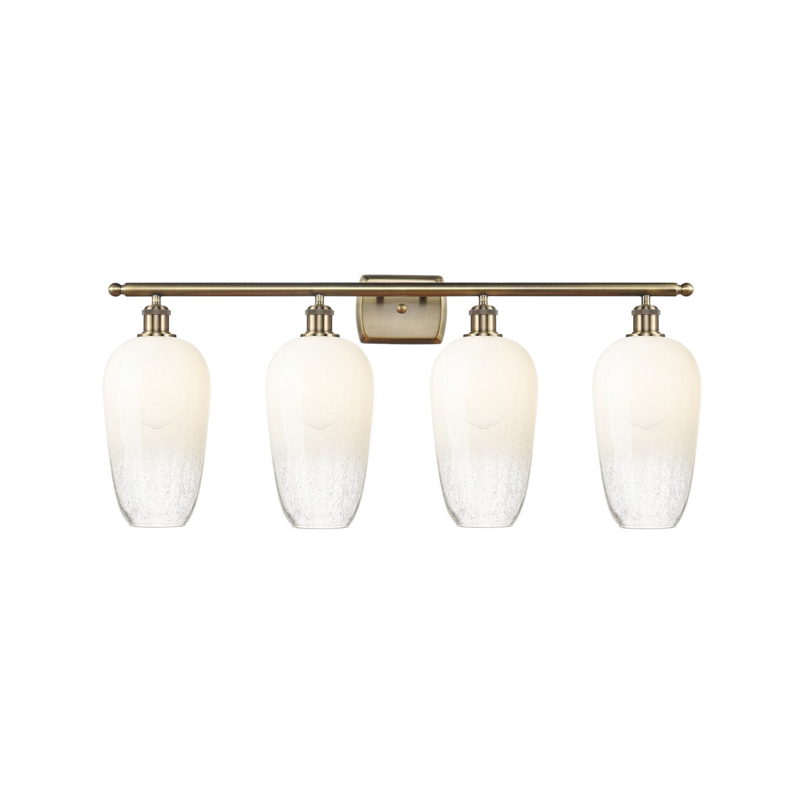 Innovations Brookhaven Flute 37in 4-Light Bath Vanity Light | Industrial Antique Brass Steel and Opal Glass | Bathroom Vanity | Model 516-4W-AB-G484-7OP