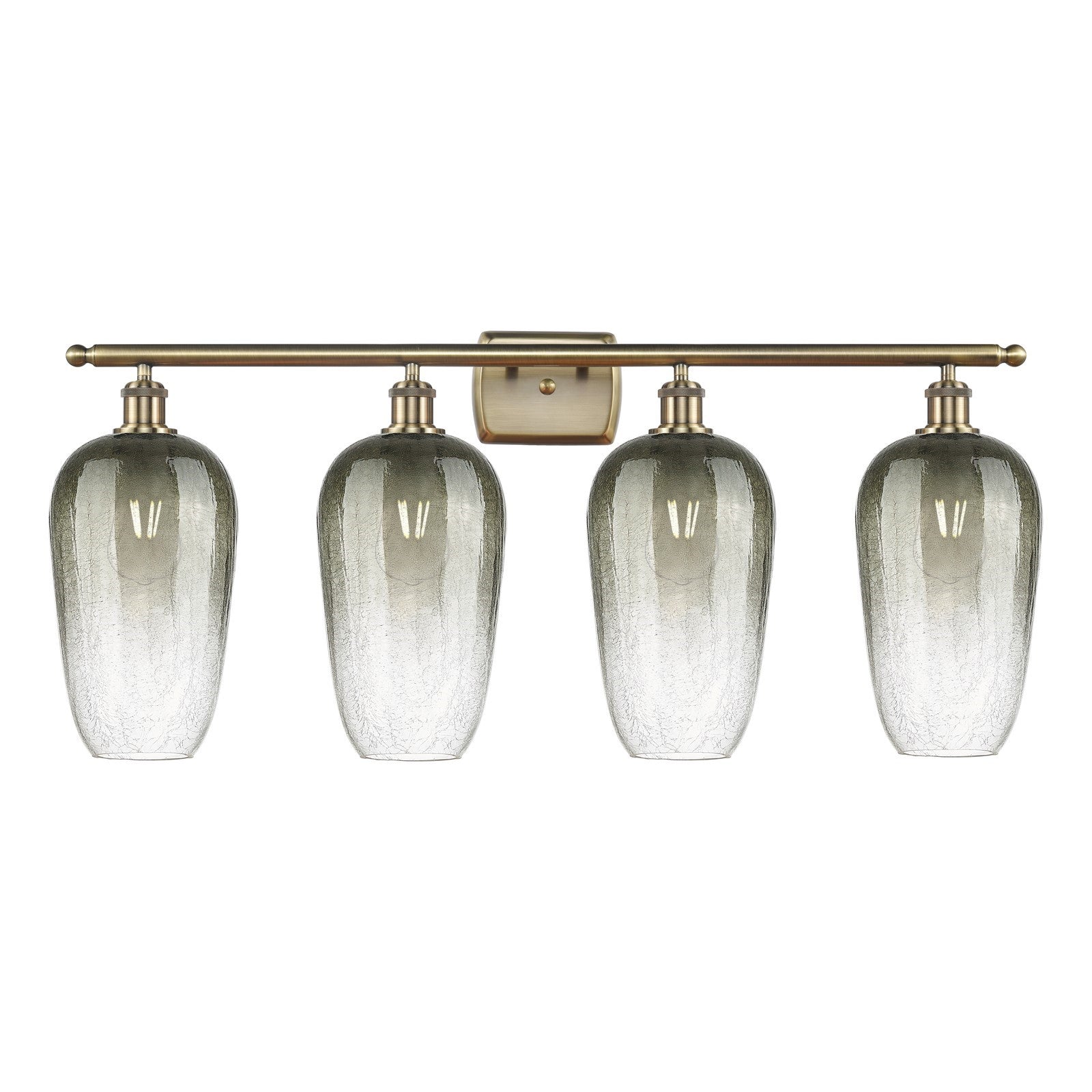 Innovations Brookhaven Flute 37in 4-Light Bath Vanity Light | Industrial Antique Brass Steel and Slate Glass | Bathroom Vanity | Model 516-4W-AB-G484-7SL
