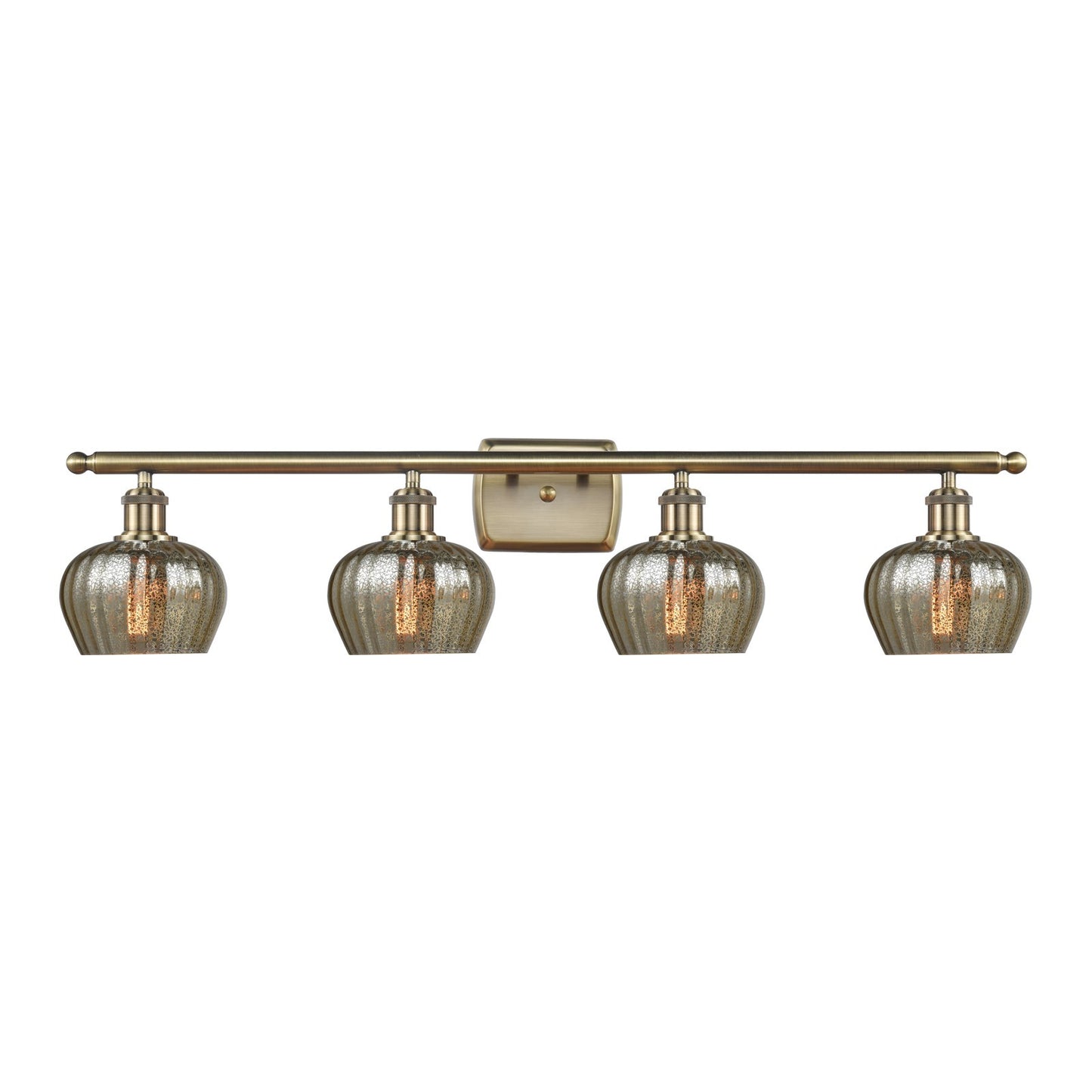 Innovations Fenton 37in 4-Light Bath Vanity Light | Industrial Antique Brass and Mercury Glass | Bathroom Vanity | 36.5 x 8.5 x 7.38 | Model 516-4W-AB-G96